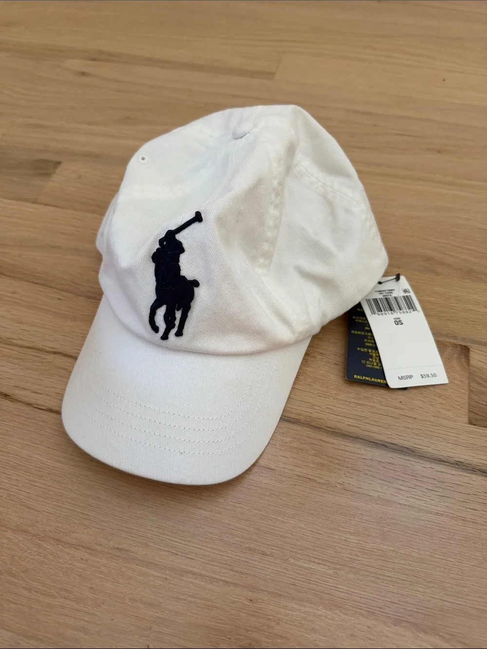 Polo by Ralph Lauren White Baseball Cap with Navy Logo